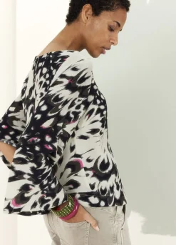 Abstract Butterfly Print Top