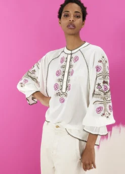 Blouse With Floral Embroidery