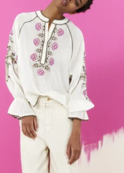 Blouse With Floral Embroidery