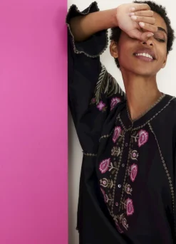Blouse With Floral Embroidery
