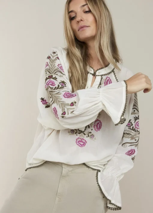 Blouse With Floral Embroidery