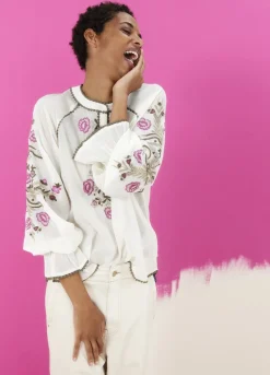 Blouse With Floral Embroidery