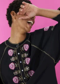 Blouse With Floral Embroidery