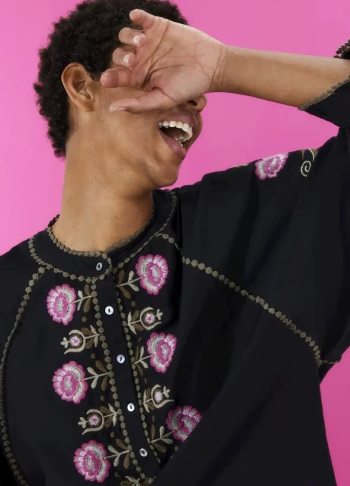Blouse With Floral Embroidery