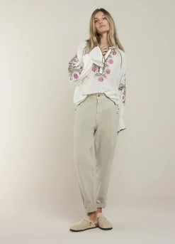 Blouse With Floral Embroidery