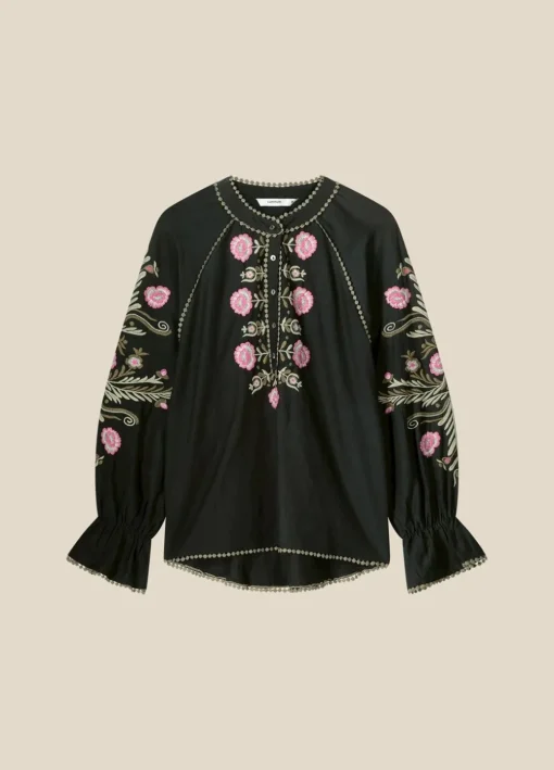Blouse With Floral Embroidery