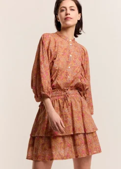 Blouse With Pleated Balloon Sleeves