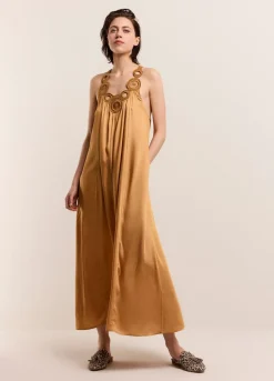 Halter Dress In Viscose Satin