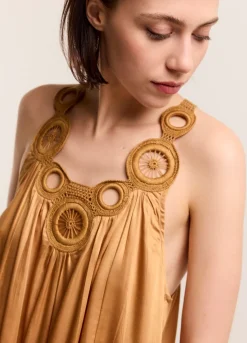 Halter Dress In Viscose Satin