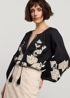 Linen-Blend Blouse