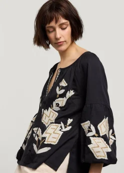 Linen-Blend Blouse
