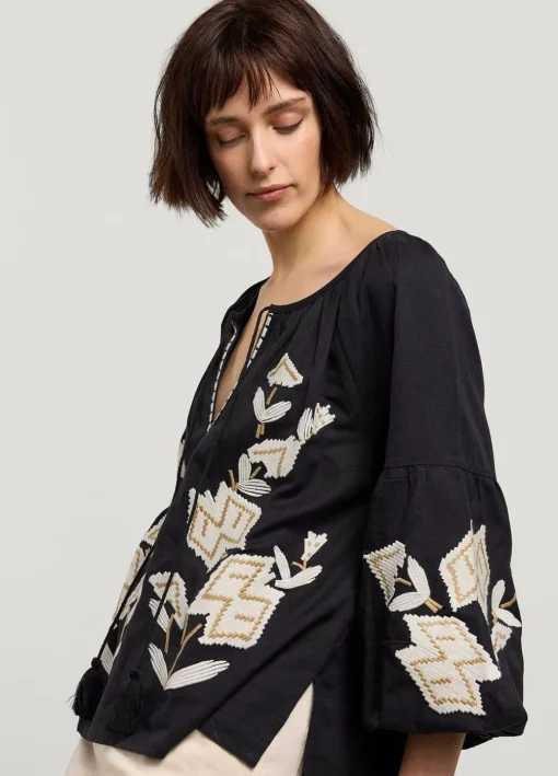 Linen-Blend Blouse