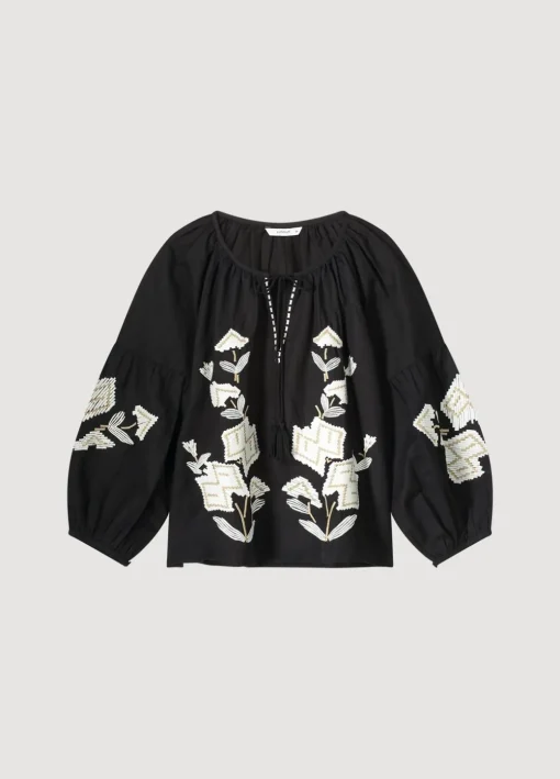 Linen-Blend Blouse