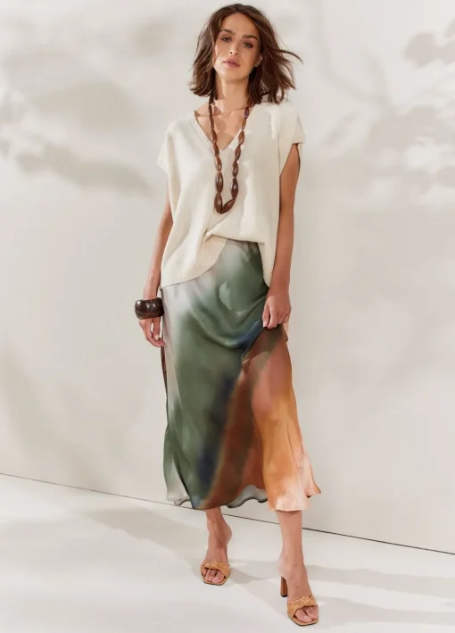 Mid-Length Faded Skirt