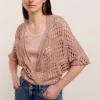 Open-Work Shimmery Cardigan