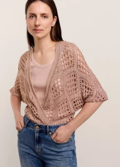 Open-Work Shimmery Cardigan