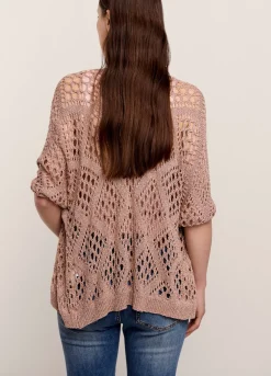 Open-Work Shimmery Cardigan