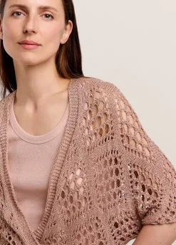 Open-Work Shimmery Cardigan