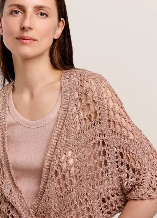 Open-Work Shimmery Cardigan