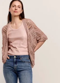 Open-Work Shimmery Cardigan