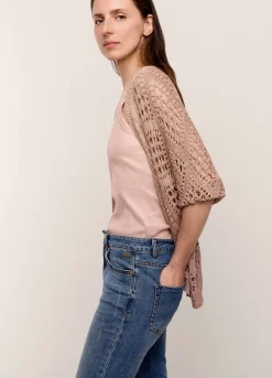 Open-Work Shimmery Cardigan