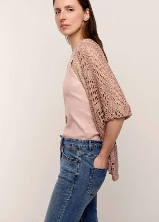 Open-Work Shimmery Cardigan