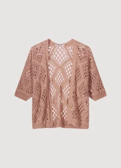Open-Work Shimmery Cardigan
