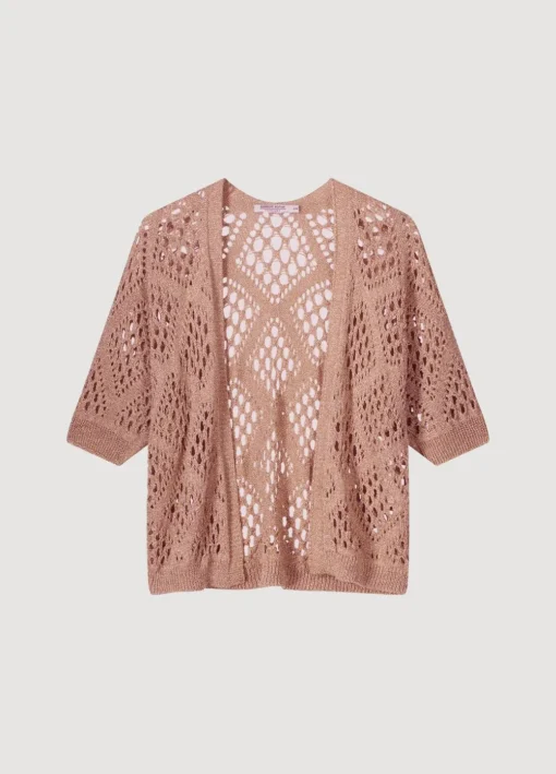 Open-Work Shimmery Cardigan