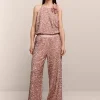 Sequin-Fabric Long Trousers