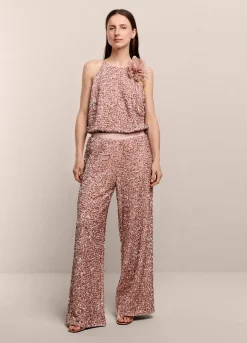 Sequin-Fabric Long Trousers
