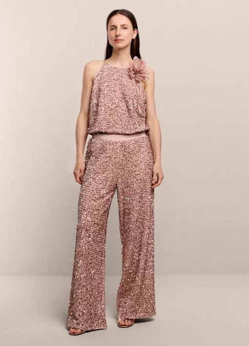 Sequin-Fabric Long Trousers