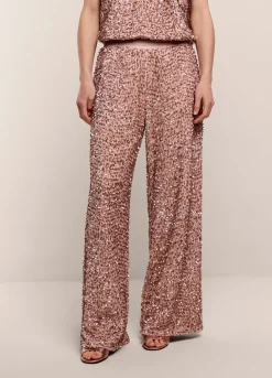 Sequin-Fabric Long Trousers