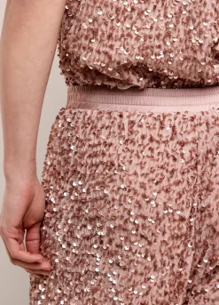 Sequin-Fabric Long Trousers