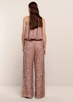 Sequin-Fabric Long Trousers