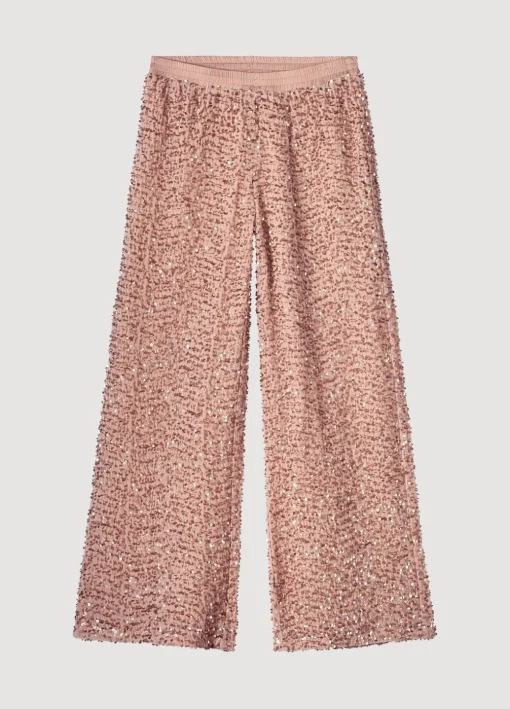 Sequin-Fabric Long Trousers