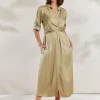Silky-Touch Button-Down Dress