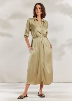Silky-Touch Button-Down Dress