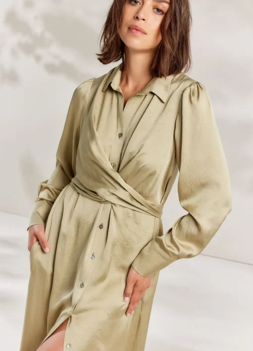 Silky-Touch Button-Down Dress