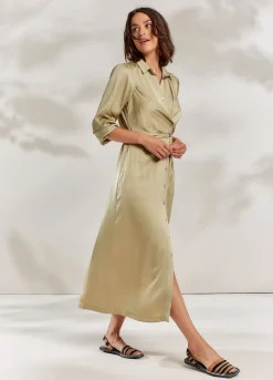 Silky-Touch Button-Down Dress
