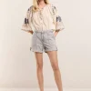 Striped Denim Shorts