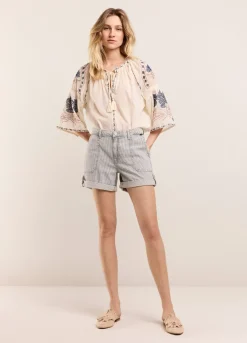 Striped Denim Shorts