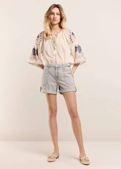 Striped Denim Shorts