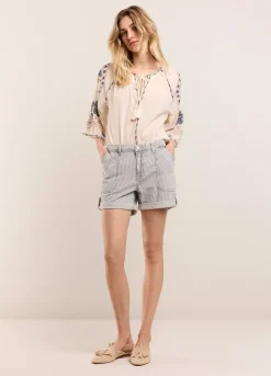 Striped Denim Shorts