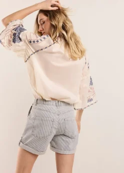Striped Denim Shorts