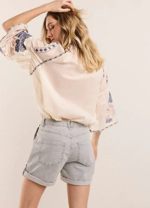 Striped Denim Shorts