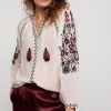 Voile Blouse With Embroidery
