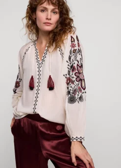 Voile Blouse With Embroidery