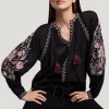 Voile Blouse With Embroidery