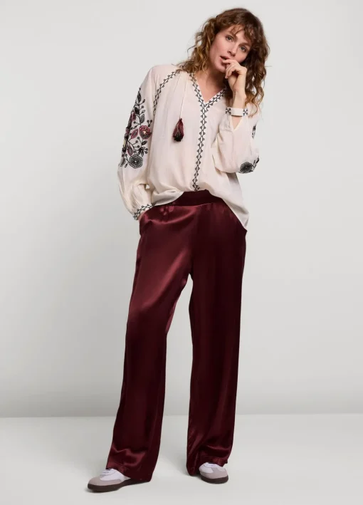 Voile Blouse With Embroidery