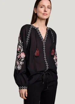 Voile Blouse With Embroidery